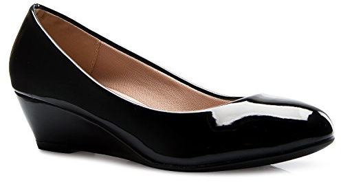 Olivia K Women's Close Round Toe Low Wedge Glitter Rhinestone Comfort