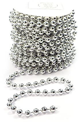 Perlenband Perlenkette Perlengirlande Perlenschnur Dekokette Hochzeitskette Deko Tischdeko Girlande Silber 1€/M (S-P10-03-SF)