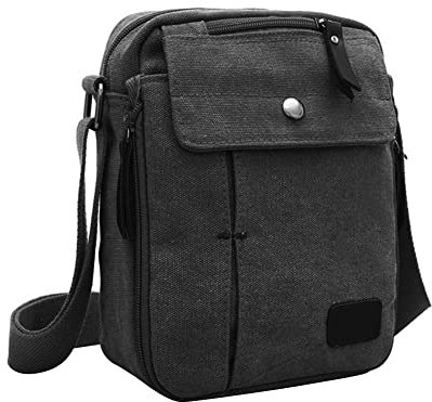 Sac à bandoulière Multifonctionnel en Toile Petit Ballot Messager Femme Homme Sacoche à Fermeture éclair Paquet Valise Loisir Convient pour Voyage ipad Portable