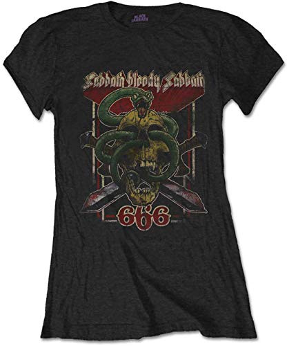 T-Shirt # M Black Femmina # Bloody Sabbath 666