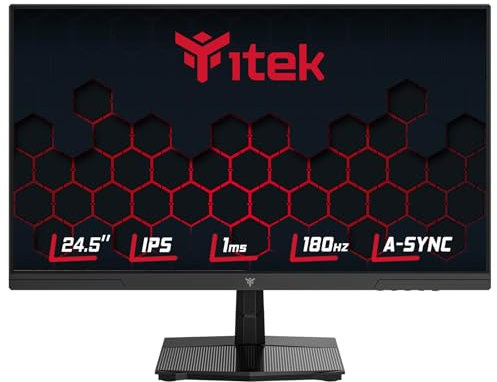 Itek Moniteur GGF - 24,5 Plat, 1920x1080 FHD, Panneau IPS 180Hz, réponse 1ms, connexions HDMI et DP, HDR, Adaptive Sync