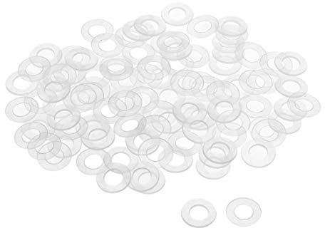 sourcing map 300Stk. Flache Unterlegscheibe Nylon M8 Dichtung 16mm AD 8mm ID 0,9mm Dicke Klar für Wasserhahn Rohr Wasserschlauch Isolierung Schrauben