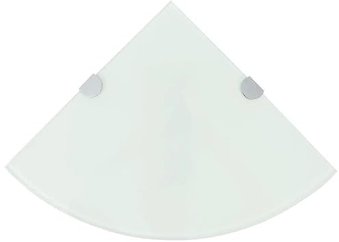 vidaXL 2X Eckregal mit verchromten Halterungen Glasregal Badregal Wandregal Glasboden Glas Ablage Boden Glasplatte Glas Weiß 25x25cm