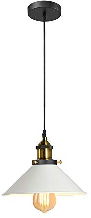 iDEGU Lámpara Colgante Industrial, 22cm Lámpara de Techo Vintage Diseño Edison Retro Tulipas de Metal Blanco Lámparas de Araña E27 Iluminación de Techo Para Cocina, Comedor, Dormitorio, Café