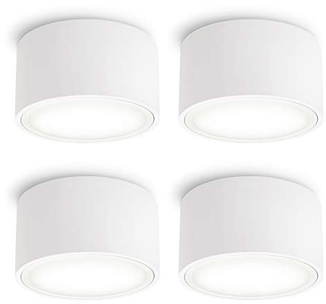 SSC-LUXon 4er Set CELI-X Aufbau Deckenleuchte Spot große Leuchtfläche - LED GX53 mit 5W neutralweiß 230V - Aufbauspot weiss