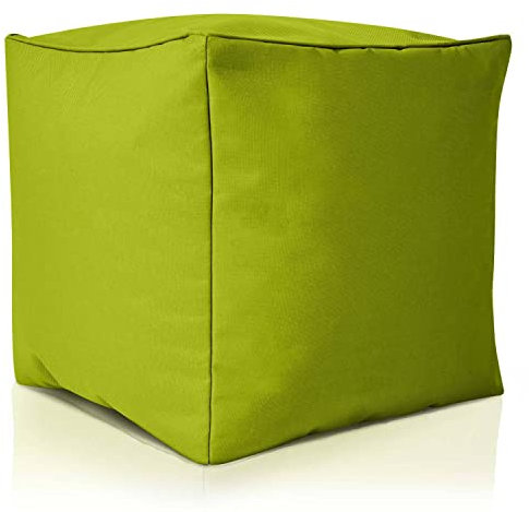 Green Bean Outdor Pouf-Hocker 40x40x40cm mit EPS-Perlen Füllung - Erweiterung & Addon für Sitzsäcke: Fußhocker Fußkissen - Bodenkissen Kinder & Erwachsene - Fußablage Sitzkissen Grün