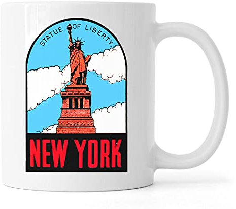 Generic New York Statue of Liberty Retro Poster Keramik Tee Kaffeebecher Weiß