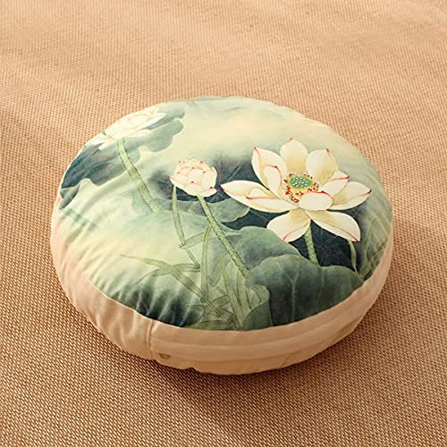Gepolsterte Stuhlkissen für drinnen und draußen, 18 cm, rund, 50 cm/60 cm, abnehmbar, waschbar, Stuhlkissen (Durchmesser 50 cm, Lotus B)