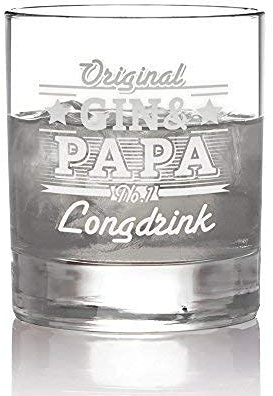 AMAVEL Gin Glas mit Gravur für Papa, Gin Geschenk für Papa, Gin Tonic Glas mit Spruch, Longdrinkglas als Geburtstagsgeschenk für Papa, Vatertagsgeschenk, Füllmenge: 320 ml