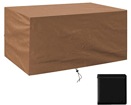 WLL Abdeckplane für Gartenmöbel, 140x90x95cm(Braun), Schutzhülle Abdeckhaube Rechteckig Oxford 420D Wasserdicht Winterfest Gartenmöbel Abdeckung für Balkonmöbel Sitzgruppe