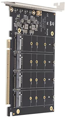 Dpofirs Adapterkarte mit NVME M.2 to PCIE X16 4 Ports 32Gbps Erweiterungskarten, Adapterkarte Erweiterungskarte Festplattenlesegerät Computerzubehör