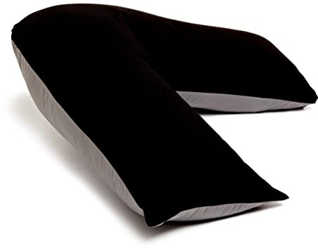 CnA Stores Orthopaedic V-Shaped Pillow Extra Cushioning Support For Head, Neck & Back (BLACK/GREY, V-pillow With 2 Tone Cover)