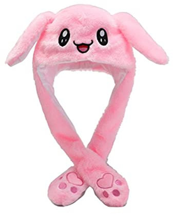 ARTOCT Häschenhut mit beweglichen Ohren, niedlicher Cartoon-Kaninchenhut, beweglicher Springender Hut, lustiger Häschen-Plüschhut, Mütze Frauen, Mädchen, Cosplay-Kostüm,