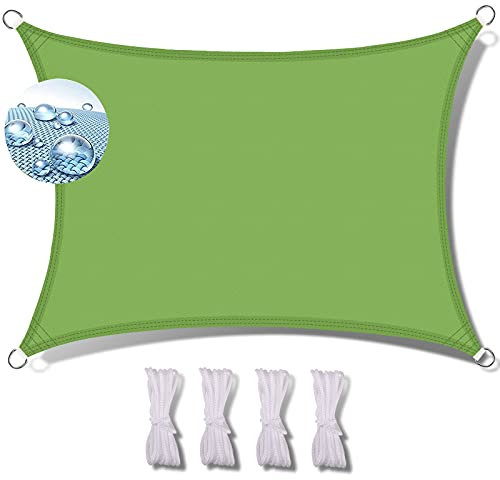 MEEYI Sun Segel sonnensegel 3x5m sonnensegel sandkasten Sonnen Schutz terrasse sonnensegel Garten sonnensegel terrasse wasserdicht luftdurchlässig für teichen inkl befestigungsseile-Grün