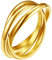 FindChic Damen Ring Edelstahl Wickelring 3 Ringe Ineinander Verschlungene Ring Rolling Rings Modeschmuck Verlobungsring Gold 15.75