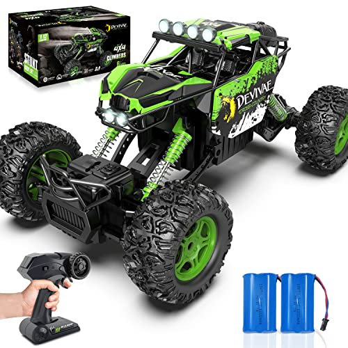 CROBOLL 1:12 Große RC-Autos mit Hebefunktion, 2,4GHz 20km/h ferngesteuertes Auto, Geschenke für Jungen 3 4 5 6 7 8, RC Monster Truck mit 2 Batterien(Grün)