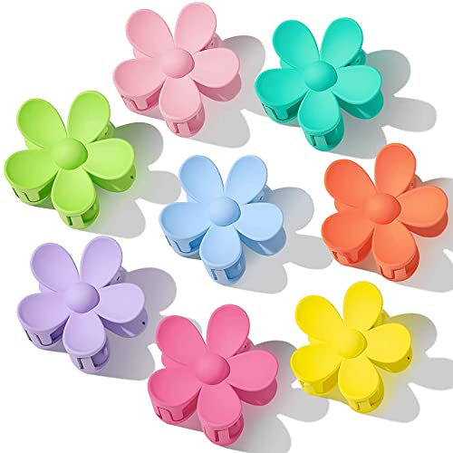 Haarklammern Blumen-Haarspangen 8 Stück Niedlich Große Haarklammern Matte Haarspangen für Frauen Mädchen Haarspangen Rutschfest Haarkralle Blütenblatt Haarschmuck für dünnes Haar