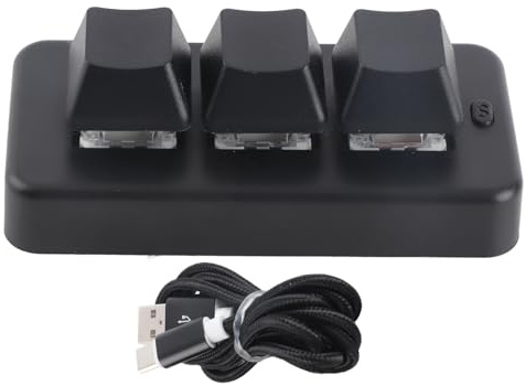 Sxhlseller Makropad, 3 Tasten, RGB, Programmierbar USB, Schwarz | RGB-Hintergrundbeleuchtung, Programmierbare Tasten, Ergonomisches Design, ABS, Plug and Play