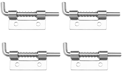 4 Stück Federriegel, 51 mm, aus Edelstahl 304, mit Federstift und Verriegelung mit Feder, für Schränke und Türen, silberfarben