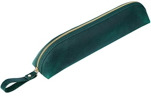 Su.B Federmäppchen - Federtasche - Etui aus Leder - Passend für Mehr als 25 Stifte - für Männer und Frauen -Grün