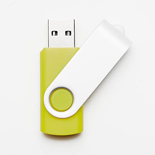100 Pack Yellow 512MB USB Flash Drives USB 2.0 Swivel Design Flash Drive for Data Storage Wholesale Bulk (Yellow, 512MB)