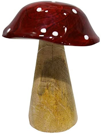 CHICCIE Fliegenpilz aus Holz lackiert 10x10x15cm - Herbstdekoration Dekoration