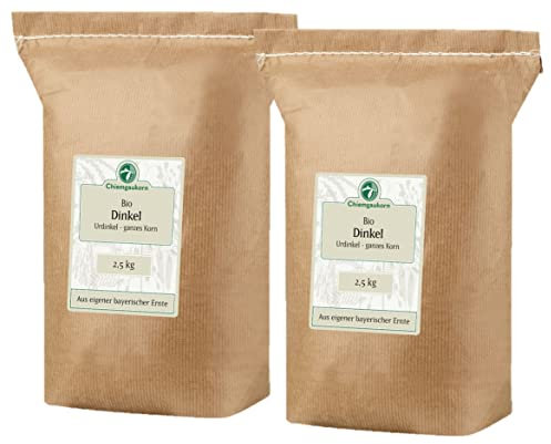 Chiemgaukorn Bio Dinkel Ganzes Korn Vorrats-Set 2 x 2,5 kg, Urdinkel