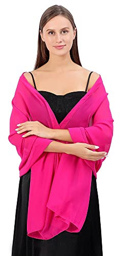 Cckuu Women Chiffon Scarves Elegant Big Size Lightweight Fashion Scarves Shawl Wraps for Spring Autumn Wedding Party(Hot Pink)