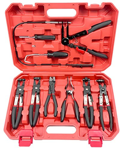 Set di pinze per tubi flessibili per auto, 9 pezzi, pinze per tubi flessibili per auto, pinza per tubo flessibile a lunga portata, strumento di riparazione per olio combustibile e acqua