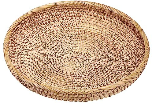 TOLIDA Bandeja Redonda Ratán Bandeja Decorativa Cestas Almacenaje 30 cm para Hogar