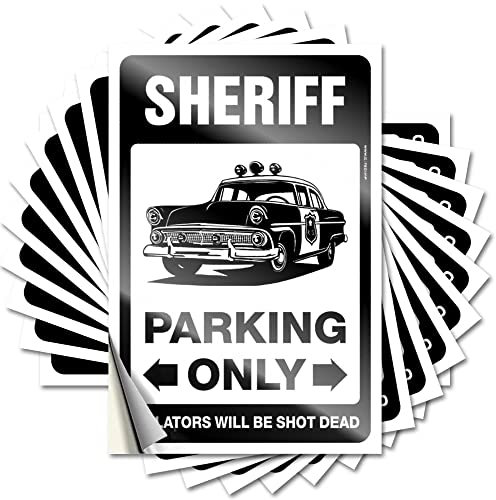 Dsoluuing Autoaufkleber für Männer Sheriff Parking Only Lustiger Aufkleber 10 Stück Autozubehör Aufkleber Auto (Größe: 8 x 12 cm)