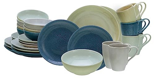 CreaTable, 19786, Serie SISU, 32-teiliges Geschirrset, Kombiservice aus Steinzeug, spülmaschinen- und mikrowellengeeignet, Qualitätsproduktion