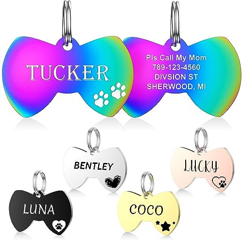 YEHANTI Hundemarke mit Gravur - Hundemarke Personalisiert mit Name, Telefonnummer und Adresse, Edelstahl Namensschild für Halsband, Anhänger Marke für Hunde, Katzen und Welpen (Krawatte)