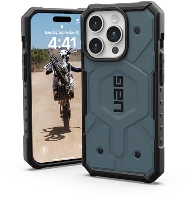 URBAN ARMOR GEAR UAG Hülle [Aktualisierte Version] Kompatibel mit iPhone 15 Pro Hülle 6,1 Zoll Pathfinder Cloud Blue Eingebauter Magnet Kompatibel mit MagSafe Charging Rugged Military Grade