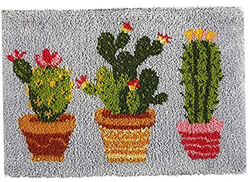 OnIUeZky Tapestry Kits Latch Hook Rug Kits Carpet Embroidery Latch Hook Rug Needlework Button Package DIY Rugs Hook Rug Cactus Bathtub Mats