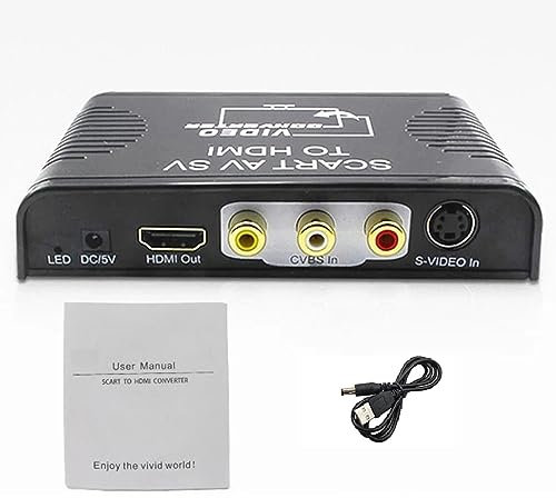 ZEZEFUFU Convertidor 3 en 1 de euroconector a HDMI 1080P HD Mini RCA compuesto de audio y vídeo adaptador para cámara VCR DVD Accesorios