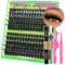 Cluster Lashes Glue Bond and Seal Thick Eyelash Extension Kit Individual Eyelashes 80D+100D DIY Lash Extensions Kit with D Curl Russian Eyelash Extensions Lash Glue Lash Tweezers by Goddvenus