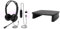 Venker EL USB Headset with Microphone, 3.5mm/USB Jack 2-In-1 Computer Headset & Amazon Basics Rectangular Adjustable Computer Monitor Riser Desk Stand