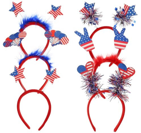 MAGICLULU Unabhängigkeitstag Usa Flagge Stirnband 6 Stück Kopfbedeckung Party Favors Haarband Requisite Für Frauen Stern Stirnband Zartes