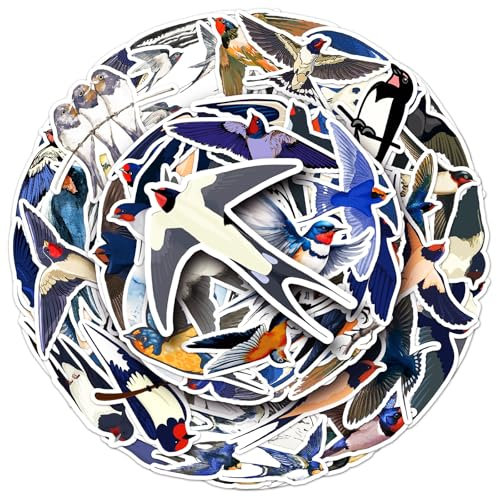 Schwalbe Aufkleber für Laptop (50PCS),Geschenk für Kinder Jugendliche Erwachsene Jungen,Swallow Wasserdicht Vinyl Aufkleber Stickers für Scrapbook,Skateboard,Auto,Gepäck