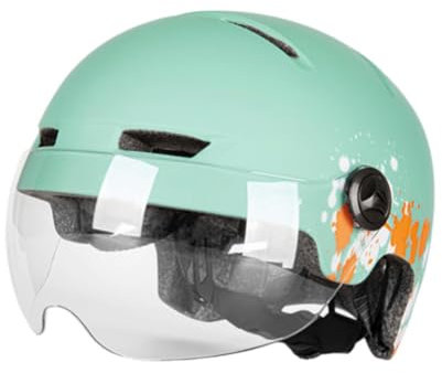 kowaku Casque de vélo électrique, Casque de VTT avec lumière et visière, Casque de Cyclisme réglable pour Hommes et Femmes, Vert
