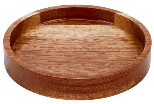 MAYJOYDIY Vassoio da portata rotondo in legno di acacia, 15 cm, piatto decorativo per salumi, formaggi, dessert, cibo per feste