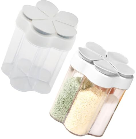 RANJIMA Gewürzstreuer Camping 5 in 1, 2 Stück Gewürzbehälter Reise, Transparent Gewürz Organizer Camping Gewürzbox Gewürzstreuer Gewürzgläser, Gewürzdosen mit Deckel für Reisen Camping Outdoor Küche