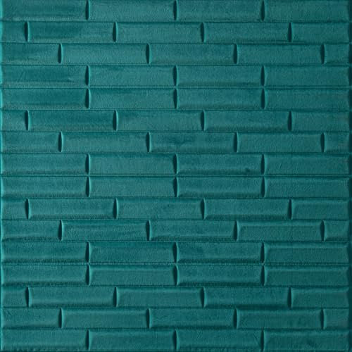XLSBZ 3D Tapete Wandpaneele Selbstklebend Ziegel,70x280cm Wandpapier Aluminiumfolie Isolierfolie Wandaufkleber Dekorative für Wohnzimmer,Schlafzimmer,Küche (Grün)