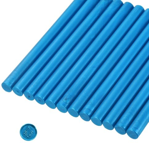 sourcing map 12 Pcs Navy Blue Cylinder Sealing Wax Stick Glue Gun Wax Seal Rod Craft Adhesive Waxing for Letter Seal Wax Stamp,Wedding Invitations, Packaging Decoration