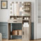 Hzuaneri Dressing Table with Mirror and 10 LED Lights, Vanity Table, Makeup Vanity with 3 Shelves & 4 Open Compartments, Large Drawer & Cabinet, Adjustable Lighting Brightness, Greige VT08105XUK