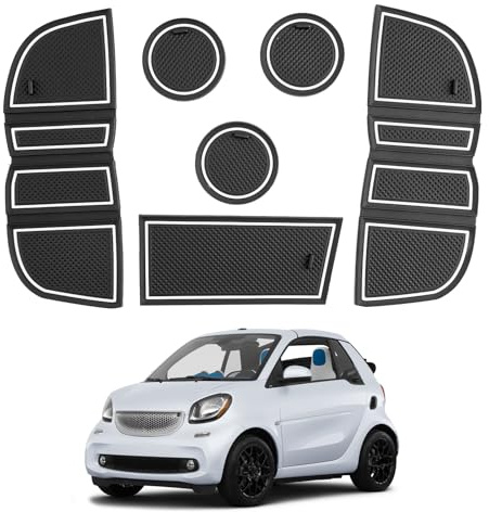 CDEFG Kompatibel mit Smart Fortwo 453 2014-2019 Gummimatten Mittelkonsole Antirutschmatten rutschfest Gummi Auto Matte EQ Fortwo C453 Zubehör