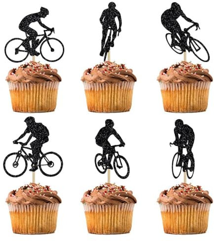 Pack of 24 Bicycle Party Cake Decoration Cake Cupcake Toppers Personalised Bicycle Sports Cycling Enthusiasts Cake Decoration Sports Themed Cake Topper