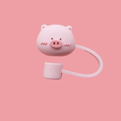 Pink Pig Straw Cover for Stanley 40&30 Oz Cup, 8mm Silicone Straw Covers Cap for Stanley Cup Accessories, Straw Cap Stopper for Reusable Straws Tip Lids, Cute Straw Topper for Tumblers