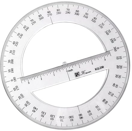 RGYBAO 25 cm Kreis-Winkelmesser, 360-Grad-Messwerkzeug, rund, Lineal, Mathematik, Winkelmesser, Kreise, Schablone für Schüler